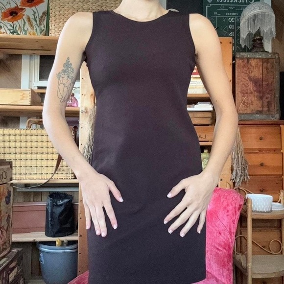 The Unbranded Brand Dresses & Skirts - Disorderly Kids Brown Sleeveless Shift Dress Round Neck Textured Knit Mini Dress